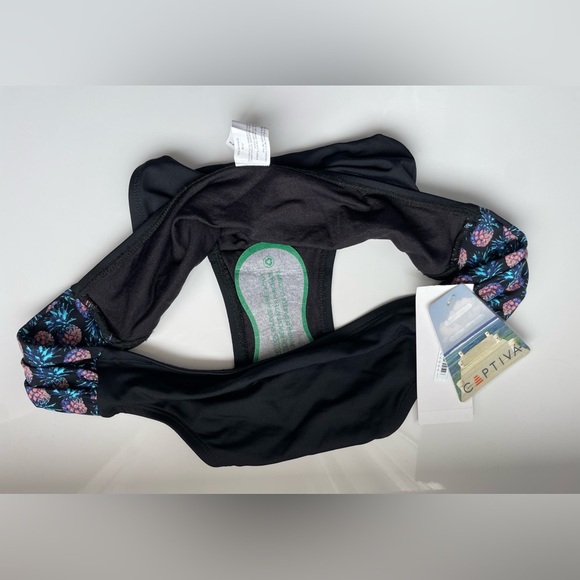 Black Bikini Bottom with Pineapple Print Sides - Picture 2 of 3